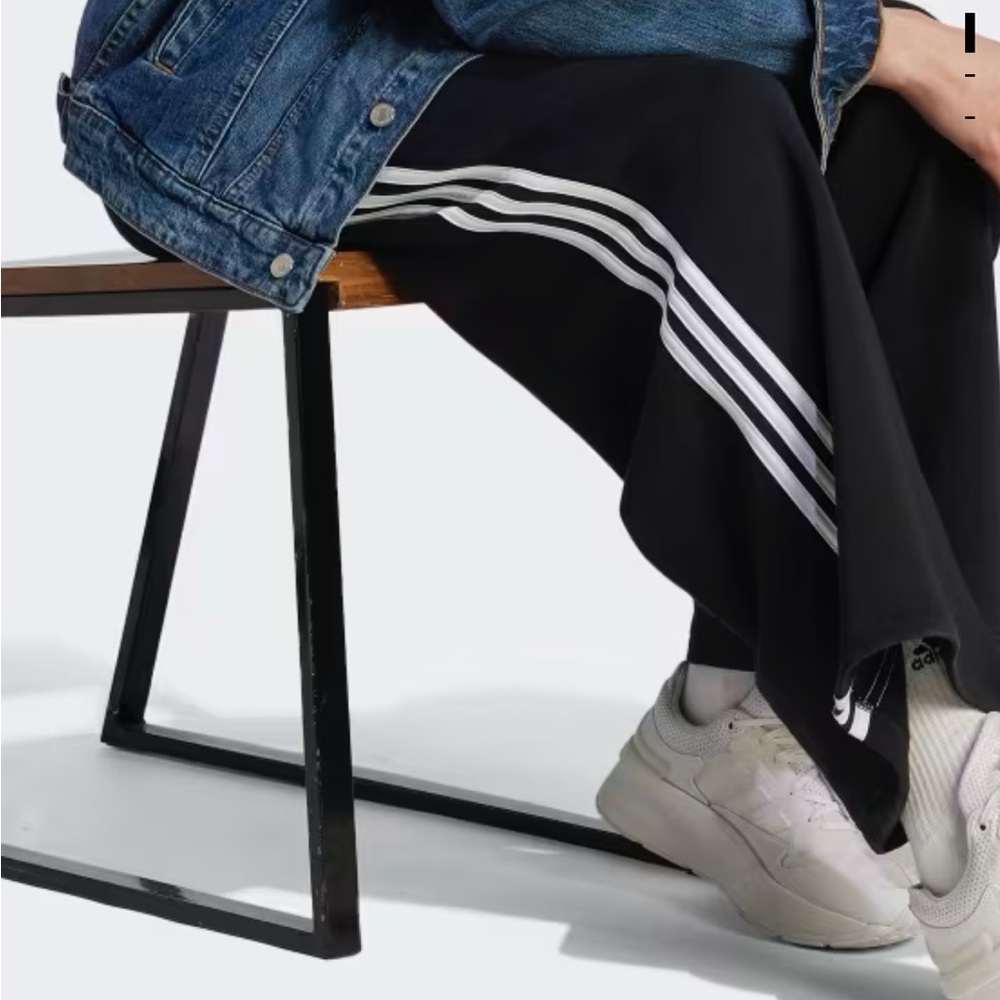 Adidas Black Track Pants with White Stripes